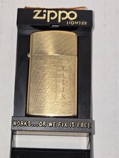 Zippo U.S.A. Brass Tone Monogrammed Flip-Top Pocket Lighter w/ Box picture