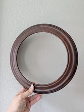 Van Hygan & Smythe round wood frame warm brown plate art vintage picture