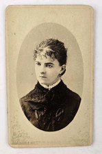 Antique CDV Photo Pretty Victorian Woman Dress Fashion Tabor San Francisco CA picture