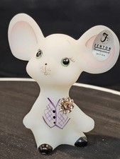 Fenton Mouse Figurine Boutonniere Buddies Amethyst Opal Satin Signed J. Grove picture