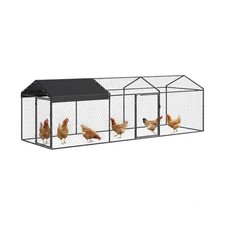 PawHut Large Metal Chicken Coop Chicken Run, Cover 3-5 Poultry 118
