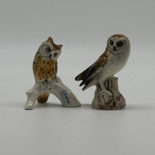 Goebel Owl Figurine Set West Germany Brown Porcelain Vintage Bird Pair picture