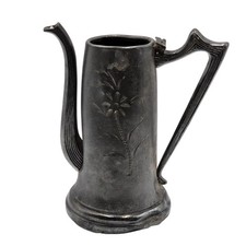 Vintage J Rogers Silver Co New York Tall Silver Plate Floral Teapot USA Antique picture