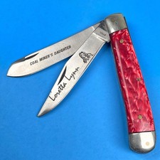 Loretta Lynn Pocket Knife Coal Miners Daughter Solingen Steel Red Swirl Handle picture