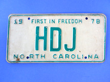 1978 North Carolina License Plate Custom Car Tag HDJ First in Freedom #33 picture