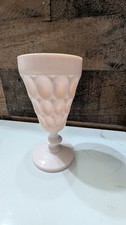Vintage Pink Milk Glass Goblet Footed Honeycomb Pattern – Mid-Century picture
