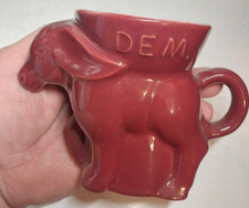 1984 FRANKOMA POTTERY MAROON DEMOCRAT DONKEY COFFEE MUG, picture