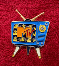 MTV music television retro tv metal pin - 1980's -  picture
