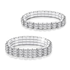 [Lucbuy] 2Pcs Rhinestone Stretch Bracelet Sparkling Diamond Tennis Bracelet, Si_ picture