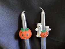 Vintage OCI Fitz &  Floyd Pumpkin and Ghosts w/Pumpkin Candle Huggers picture