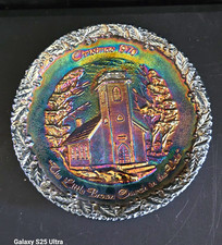 Fenton 1970 Christmas Plate Amethyst Carnival Glass Little Brown Church No1 picture