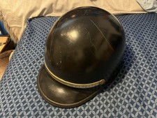 Antique 1960s Police Motorcycle Helmet Duty Used Vermont Uniform Badge Vintage picture