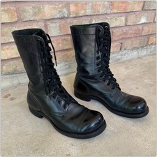 1958 Vtg Advisor Era US Army Black Leather 9 W Cap Toe Combat Boots 50s Vietnam picture