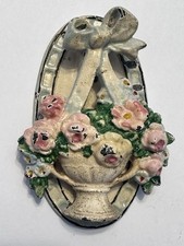 ANTIQUE HUBLEY # 124 USA CAST IRON FLOWER GARDEN PLANT DOORKNOCKER DOOR KNOCKER picture