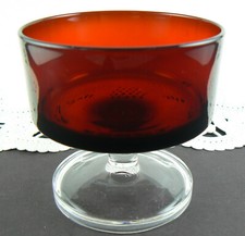 Crystal d'Arques Ruby Red Glass Clear Stem Wine Sherbet Goblet Pedestal 6 oz. picture