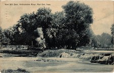 1913 Nort Mill Dam Nishnabotna River Red Oak Iowa Postcard Nebraska Postmark picture