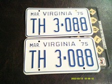 1975 Virginia License Plate Pair----- Unissued picture