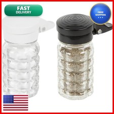 Tablecraft Moisture Proof Salt & Pepper Shakers 1.5 Oz Glass Black White Lids picture