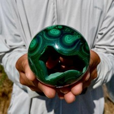 1.13LB Rare Natural Malachite quartz hand Carved sphere Crystal Healing Gem ball picture