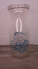 vintage Schwab's dairy milk bottle Peoria, Ill. 1/2 Pint painted on advertising picture