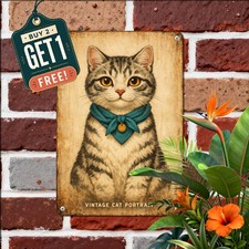 Playful Cute Kitten Face Animal Lover Bedroom Artwork Retro Metal Tin Sign picture
