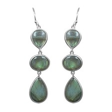 34.55 Ct Labradorite 925 Sterling Silver Handmade Dangle Earrings For Women picture