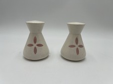Vintage Steubenville Pottery Sequence Salt Pepper Shakers Pink Floral Corks picture