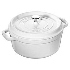 STAUB 4-Qt Round Cast Iron Dutch Oven Cocotte White Made in France picture