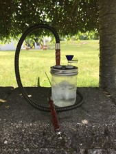 Mason Jar Hookah Bong Water Pipe Bubbler Pint 16oz Easy Clean 14mm Bowl Koozie picture