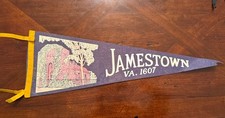 Jamestown Virginia 1607 vintage Pennant 1970s, 26” picture