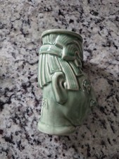 Vintage Rodolfo Padilla Mexico Rivera Maya Green Ceramic Face Vase Pottery picture