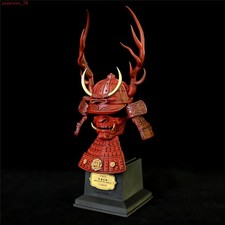 Japanese Samurai Antler Helmet Figure Resin Statue Model Toy Table Ornament Gift picture
