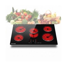 TOPWISH 5 Burner Electric Cooktop - 30 Inch Black Glass Ceramic picture