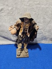 Antique Style 11” Italian Cartapesta Paper Mache Figurine Man w Lantern Handmade picture