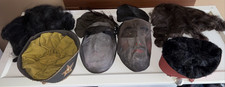Antique Odd Fellows Ceremonial Mask Hand Painted Wire Mesh C. 1900 Hats Wigs LOT picture