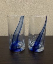 Libbey Blue Ribbon Impressions Blue Tumbler Glasses Set picture