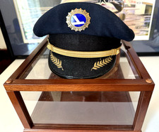 VTG. Eastern Airlines Pilot Captain Uniform Hat w Enamel Badge in a Display Case picture