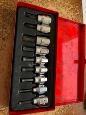 Vintage TAT 9 Piece Hex & Driver Bit Socket Set, Metal Case, Made In Taiwan picture