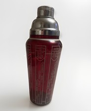 VTG 1930's Large Dark Ruby Red Cocktail Shaker With 16 Recipes picture