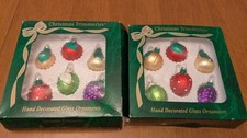 Vintage 12 Bradford Handpainted Fruit Glass  Christmas Ornaments picture
