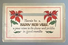 Postcard c1913 Happy New Year Poinsettia Gibson Lines Cincinnati Poolesville picture