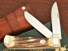 MOORE MAKER MATADOR TEXAS MADE USA 2022 STAG JUMBO BULLET TRAPPER KNIFE (36718) picture