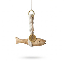 Korean Lucky Wood Fish Dried Pollock Charm Wealth Blessing Housewarming Gift picture