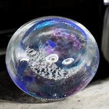 Venetian Italian Art Glass Paperweight Hand Blown With Silver Flecks Multicolor picture