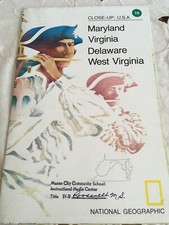 Close-Up USA MARYLAND VIRGINIA DELAWARE W. VIRGINIA Map National Geographic '78 picture