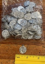 St Benedict Medals, Lot Of 100 pcs Metal Catholic Devotion Bulk 5/8” Wide picture