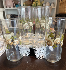 Vintage LIBBEY FRANCO 70's Mushroom Tumbler Tall Drinking Glass 16oz - Set Of 6 picture