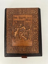 Don Quixjoe de la Mancha Hand-Tooled Leather Note Pad & Pen Holder Quixote VGC picture