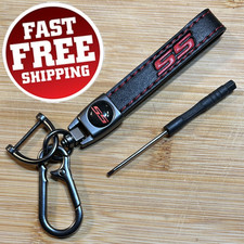Genuine Leather Car Keychain for Chevy Camaro SS Key Ring Lanyard Key Fob Holder picture
