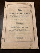 1935 Pennsylvania History of Senate Bills Legislative Index Document PA Law  picture